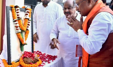 मुख्यमंत्री ने छत्तीसगढ़ महतारी की प्रतिमा पर माल्यार्पण कर उन्हें नमन किया