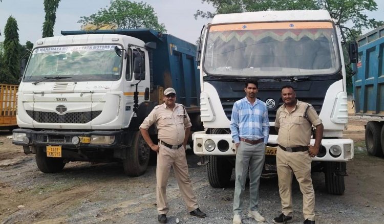 सारंगढ़-बिलाईगढ़ में खनिज विभाग की बड़ी कार्रवाई, 1 पोकलेन और 6 हाईवा जब्त